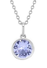 delightful silver round light purple cubic zirconia birthstone necklace for teens